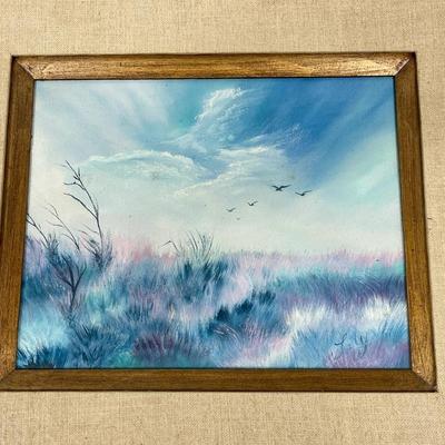Vintage Sea Beach Painting framed wall art signed Lily