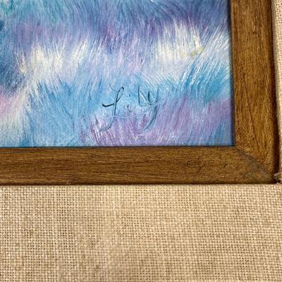Vintage Sea Beach Painting framed wall art signed Lily