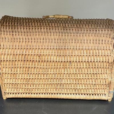 Vintage Rattan and Cane Animal Cage