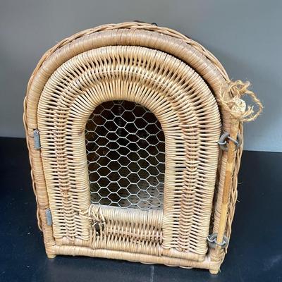 Vintage Rattan and Cane Animal Cage