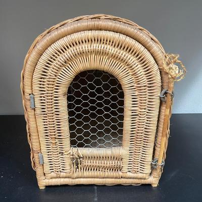 Vintage Rattan and Cane Animal Cage