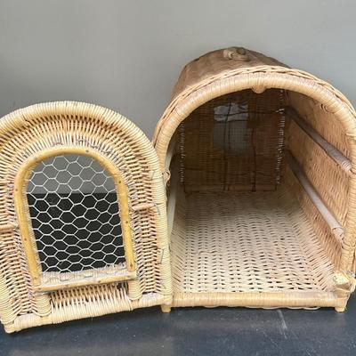 Vintage Rattan and Cane Animal Cage