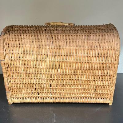 Vintage Rattan and Cane Animal Cage