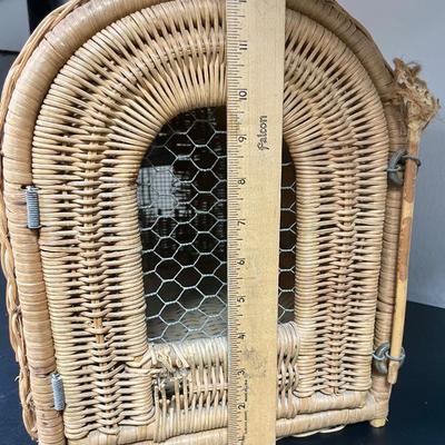 Vintage Rattan and Cane Animal Cage