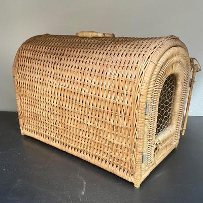Vintage Rattan and Cane Animal Cage