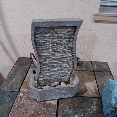 TABLE TOP WATER FOUNTAIN AND A FAUX GARDEN ROCK
