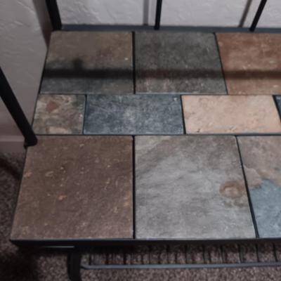 IRON BAKER'S RACK WITH TILED AND GLASS SHELVES PLUS WINE RACK