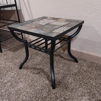 TILE TOP SIDE TABLE WITH IRON BASE
