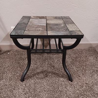 TILE TOP SIDE TABLE WITH IRON BASE