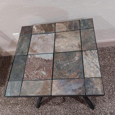 TILE TOP SIDE TABLE WITH IRON BASE
