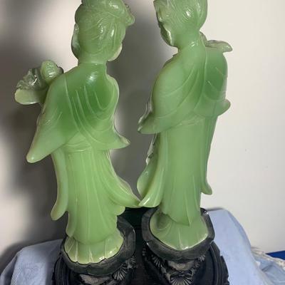 PAIR Faux Jade Asian Figrines
