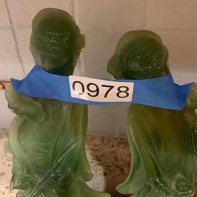 PAIR Faux Jade Asian Figrines