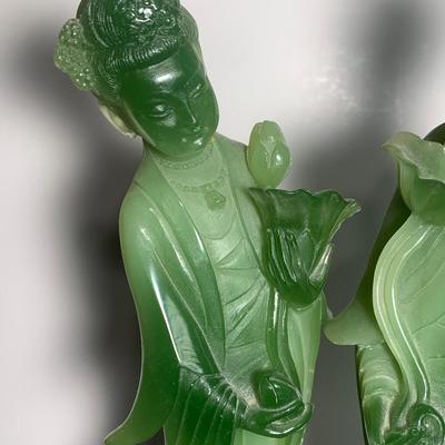 PAIR Faux Jade Asian Figrines