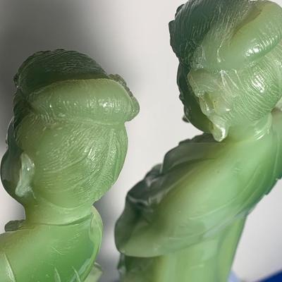PAIR Faux Jade Asian Figrines
