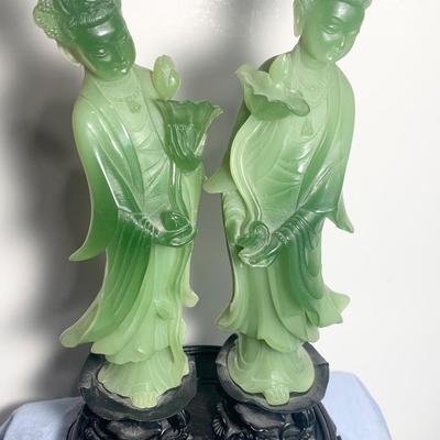 PAIR Faux Jade Asian Figrines