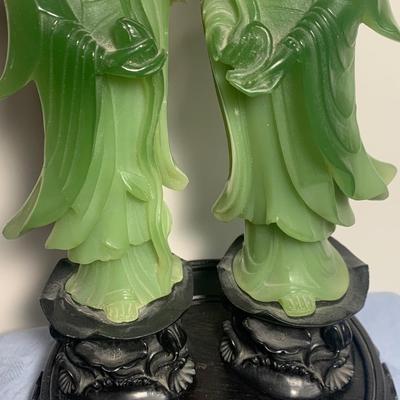 PAIR Faux Jade Asian Figrines