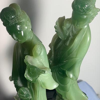 PAIR Faux Jade Asian Figrines