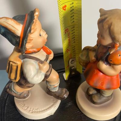 TWO Hummel Figurines with Backpacks