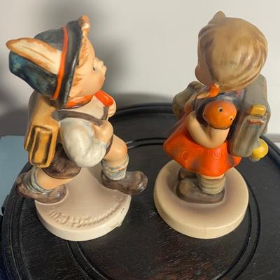 TWO Hummel Figurines with Backpacks