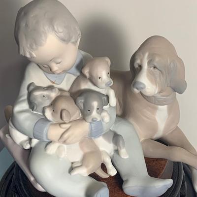 Lladro Figurine - Child With Dog & Puppies