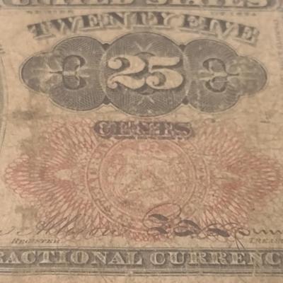 1874 U.S. Mint 25 Cent Fractional Paper Currency