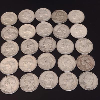 Assortment of 1960-1964 U.S. Mint Washington Head Silver Quarters Circulated (#89)