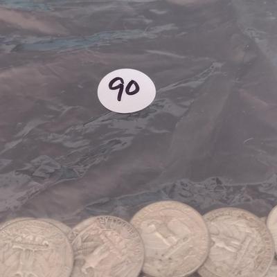 Assortment of 1960-1964 U.S. Mint Washington Head Silver Quarters Circulated (#90)