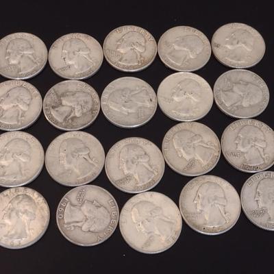 Assortment of 1960-1964 U.S. Mint Washington Head Silver Quarters Circulated (#90)
