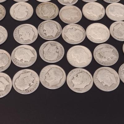 Assortment of 1940's-1950's U.S. Mint Roosevelt Head Silver Dimes Circulated (#91)
