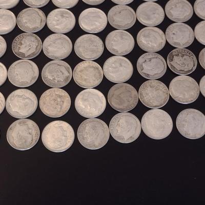 Assortment of 1960-1964 U.S. Mint Roosevelt Head Silver Dimes Circulated (#92)