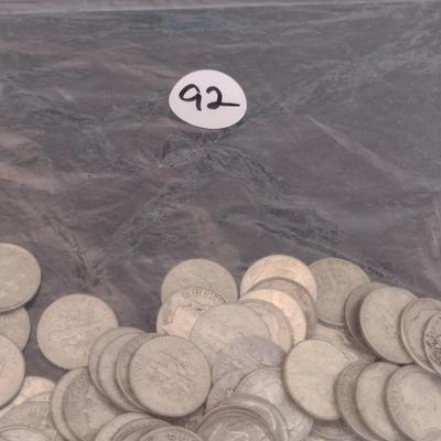 Assortment of 1960-1964 U.S. Mint Roosevelt Head Silver Dimes Circulated (#92)
