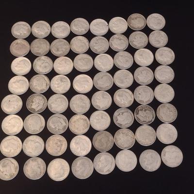 Assortment of 1960-1964 U.S. Mint Roosevelt Head Silver Dimes Circulated (#92)