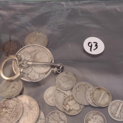 Assortment of Pre-1964 U.S. Mint Silver Coins Circulated (#93) Various Dates and Denominations (See Note Below)