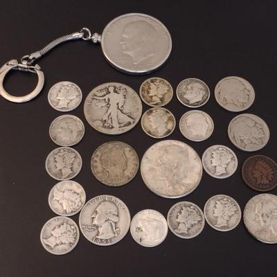 Assortment of Pre-1964 U.S. Mint Silver Coins Circulated (#93) Various Dates and Denominations (See Note Below)