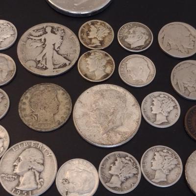 Assortment of Pre-1964 U.S. Mint Silver Coins Circulated (#93) Various Dates and Denominations (See Note Below)