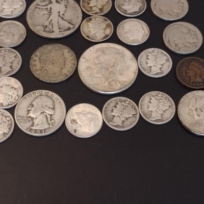 Assortment of Pre-1964 U.S. Mint Silver Coins Circulated (#93) Various Dates and Denominations (See Note Below)