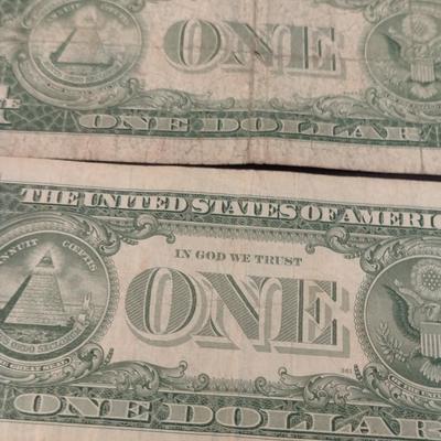 Set of Three U.S. Mint Silver Certificate $1 Paper Currency Various Dates