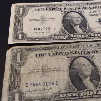 Set of Three U.S. Mint Silver Certificate $1 Paper Currency Various Dates