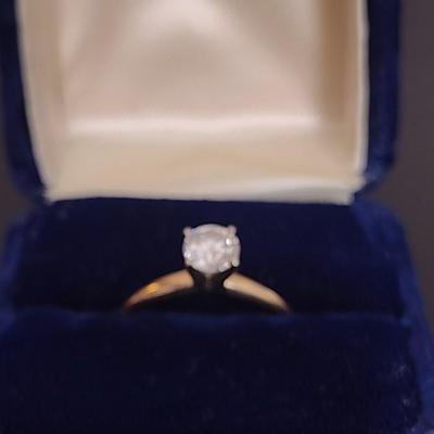 Woman's 14K Gold Solitaire Diamond Engagement Ring 1.8 Grams- Approx 1/2 Carat- Size 5