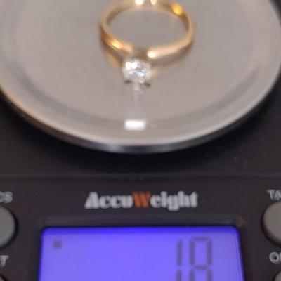 Woman's 14K Gold Solitaire Diamond Engagement Ring 1.8 Grams- Approx 1/2 Carat- Size 5