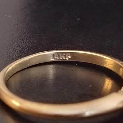 Woman's 14K Gold Solitaire Diamond Engagement Ring 1.8 Grams- Approx 1/2 Carat- Size 5