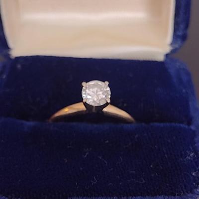 Woman's 14K Gold Solitaire Diamond Engagement Ring 1.8 Grams- Approx 1/2 Carat- Size 5