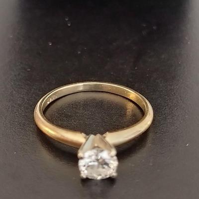 Woman's 14K Gold Solitaire Diamond Engagement Ring 1.8 Grams- Approx 1/2 Carat- Size 5