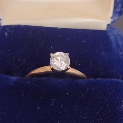 Woman's 14K Gold Solitaire Diamond Engagement Ring 1.8 Grams- Approx 1/2 Carat- Size 5