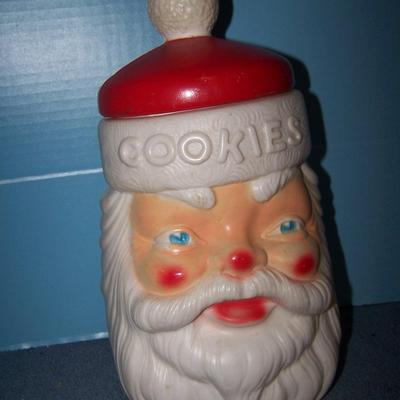 LOT 2 WONDERFUL MID CENTURY PLASTIC SANTA COOKIE JAR