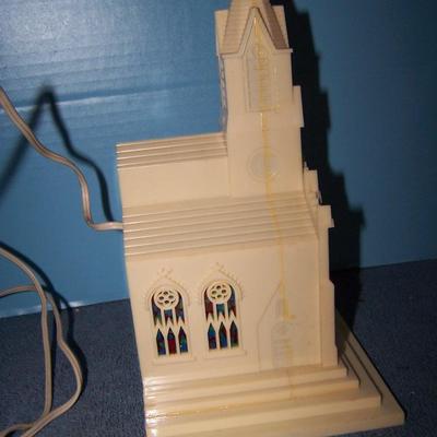 LOT 3 LOVELY VINTAGE MCM PLASTIC LIGHTED CHURCH