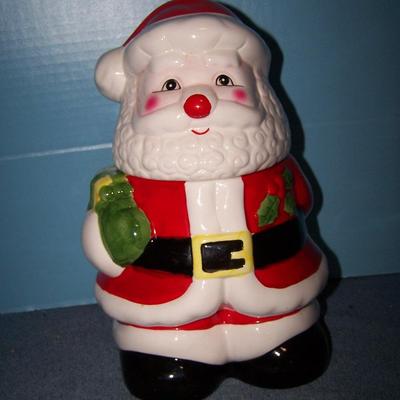 LOT 9 GREAT CERAMIC SANTA CLAUS COOKIE JAR