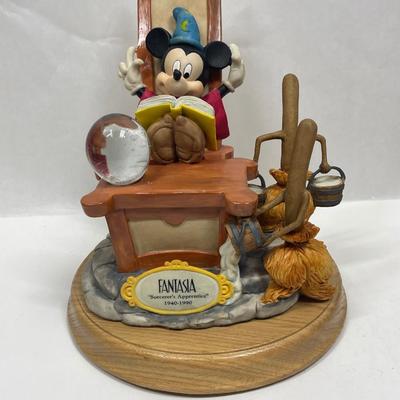 WALT DISNEY FANTASIA MICKEY w/BROOM SORCERER CRYSTAL BALL 1990 50th ANNIVERSARY SCHMID LE MUSIC BOX