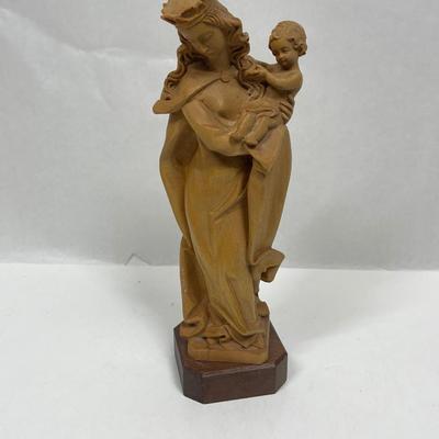 ANRI 11” Madonna, mother and son would Carved statue