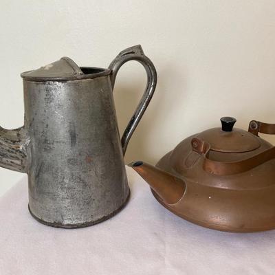 Vintage copper teapot and coffee pot